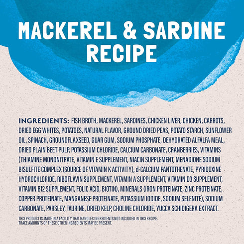 Natural Balance Original Ultra Platefulls Indoor Adult Grain Free Wet Cat Food, Mackerel & Sardine Recipe, 3 oz Pouch