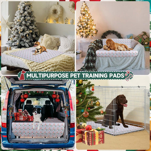 2PCS 31x36in Aitmexcn Christmas Washable Pee Pad for Dogs, Xmas Super Absorbent Reusable Puppy Pads Pet Training Pads