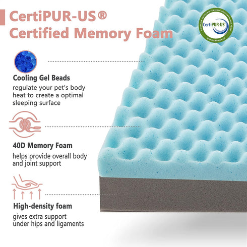 Memory Foam Large Dog Bed with Cooling Gel Foam, Orthopedic Crate Bed, Waterproof Liner, Washable Cover for Medium