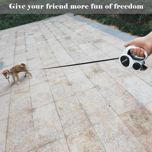 Upgrade 4-in-1 Retractable Dog Leash with LED Light & Dispenser & Poop Bags, 16ft Heavy Duty for Dogs up to 44lbs