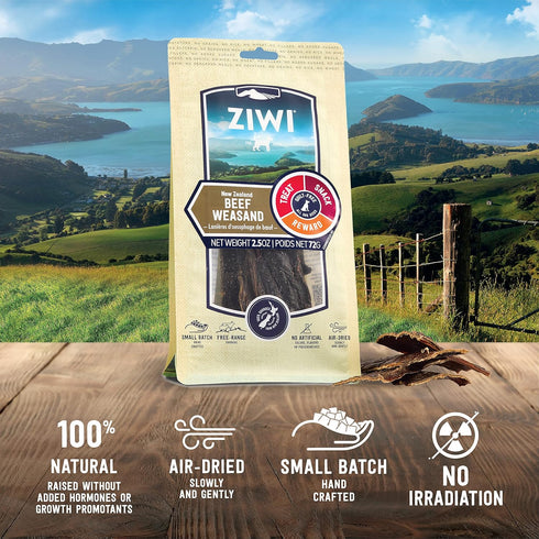 2.5 (Pack 1) ZIWI Dog Chews and Treats Beef Weasand - All Natural, Air-Dried, Single Protein, Grain-Free, High-Value
