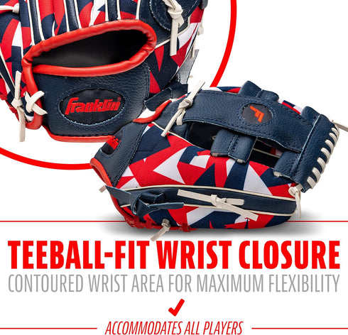 Franklin Sports Kids RTP Youth Baseball + Tball Glove for Boys + Girls
