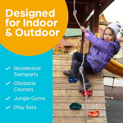 25 Jungle Gym Kingdom Rock Climbing Holds for Kids - Indoor & Outdoor Rock Wall Climbing Kit with Mounting Hardware