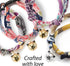 Necoichi Chirimen Hanabi Fireworks Cat Collar (Gray) - Safety Breakaway with Bell, Japanese Pattern
