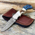 WINTERFELL Damascus Pocket Knife For Men - 6.5" Handmade Folding Knife with Leather Sheath for Hunting and Camping