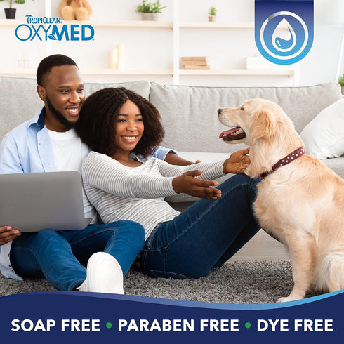 TropiClean Oxymed Sensitive Skin Cat & Dog Shampoo | Skin Soothing Oatmeal Shampoo for Pets 20 oz