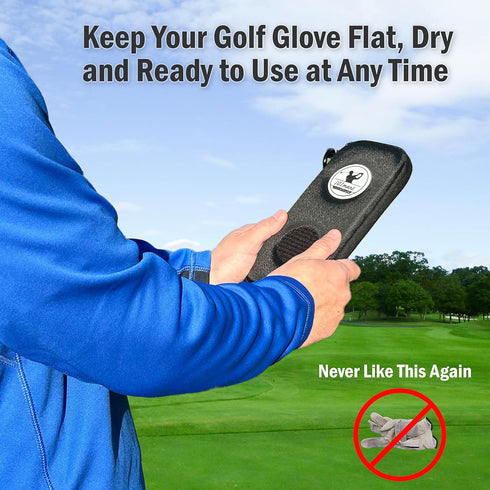 Golf Glove Holder Case, Keep Gloves Protected with Pocket & Slots for Accessories, Gift for Golfers