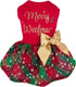 Fitwarm Merry Woofmas 100% Cotton Dog Christmas Outfits, Lightweight Holiday Dress with Bowknot, Red XXS