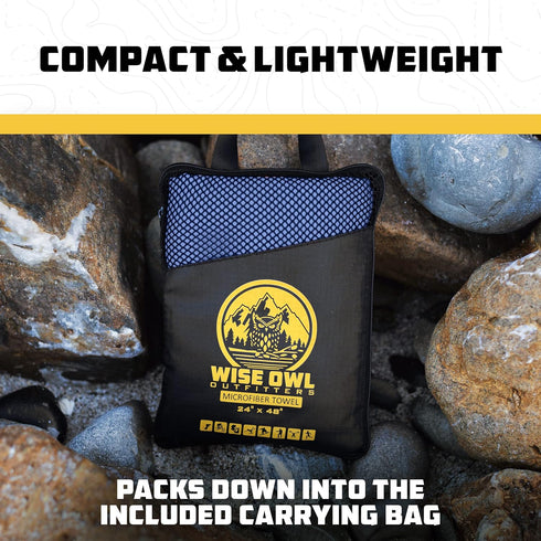 Backpacking, Wise Owl Outfitters Microfiber Camping Towel - Quick Dry Towel for Travel, Hiking, Beach, Gym & Yoga