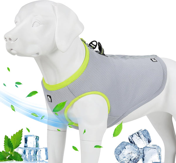 Truelove Dog Cooling Vest Harness, Adjustable Zipper Cooler Jacket for Outdoor Hunting Training, Green X-Small