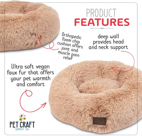 Pet Craft Supply Ultra Plush Calming Anti-Anxiety Pet Bed with Super Soft Comfort Blanket, Great for Medium Small Dogs