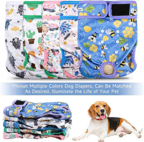 5pcs,Reusable Dog Diapers Female Dog Doggie Puppy Doggy Diapers Female, Period Panties in Heat, Lamb, XLarge