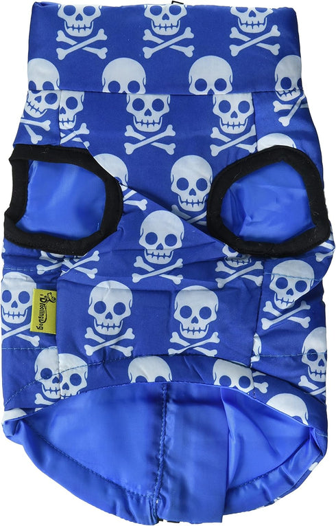 SMALLLEE_LUCKY_STORE BFL049-Blue-M New Soft Padded Vest Harness for Small Dogs - Blue Skull