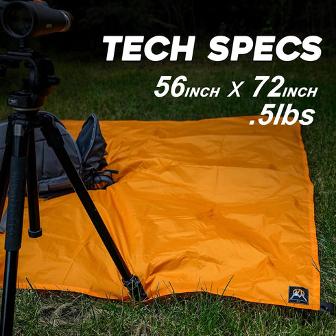 Multicloth 2.0 Water Resistant Ultralight Backpacking Camping Tarp | 1.9oz Orange | 56 x 72 inches