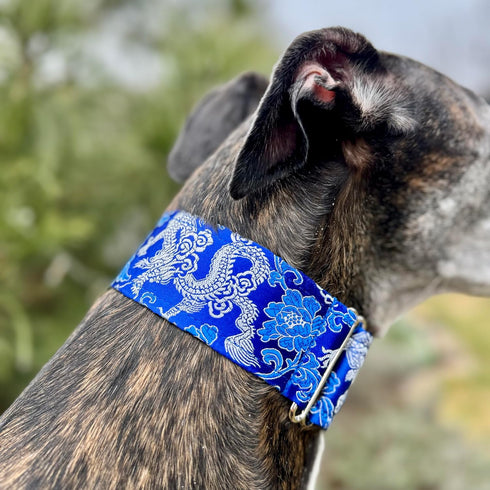 Extra Soft Martingale Dog Collar and Leash Set for Greyhound Saluki Whippet (2" Wide, L 14"-18")