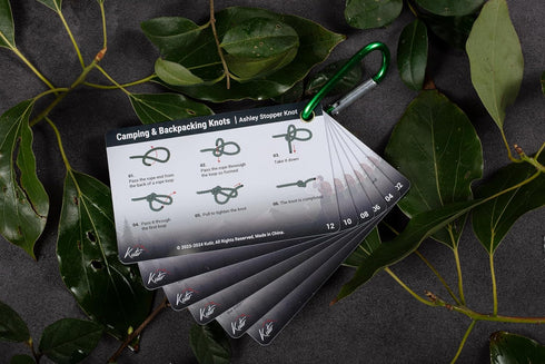 Outdoor Knots Mastery Guide, Essential Backpacking and Camping Pocket Size Knot Cards with Mini Carabiner