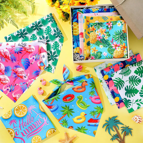 50 Summer Set Summer Decoration(31.5 21.7 21.7 Inches) Chunful Pieces Dog Bandanas for Bulk Hawaiian Bandanas Bib