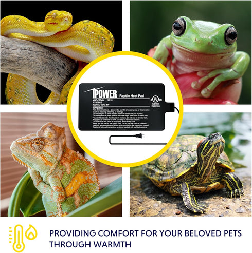 iPower 4X7 Inch Reptile Heat Pad, Under Tank Heater, Terrarium Warmer for Turtles, Lizards, Frogs