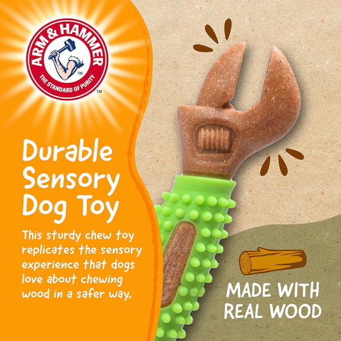 Arm & Hammer Wood Blend Wrench Chew Toy for Dogs, Compressed Wood Dog Chew Toys with Baking Soda, 8 Inch
