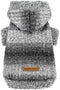 Fitwarm Fuzzy Dog Sweater, Knitted Winter Clothes for Small Dogs, Hooded Outfit in Heather Grey, Black, Medium