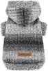 Fitwarm Fuzzy Dog Sweater, Knitted Winter Clothes for Small Dogs, Hooded Outfit in Heather Grey, Black, Medium