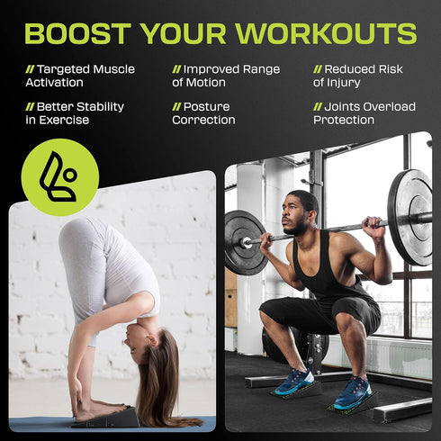Squat Wedge Block Pair, Anti-Slip Slant Board for Squats, 17° Incline, Includes Backpack