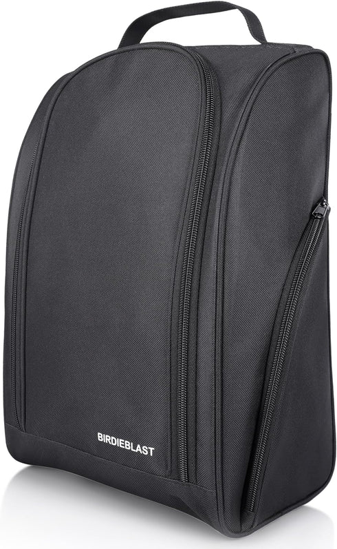 Golf Shoe Bag, Zipper Sports Shoe Strap Bag with Side Accessory Pocket for Golf Accessories (Black)
