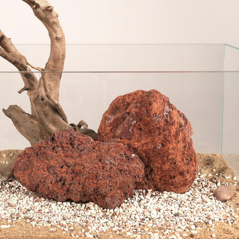 LANDEN Red Lava Stones, 16lbs, 3~10 inch, 11pcs for Aquascaping Terrariums, Reptile Enclosures, Fish Tank Decoration
