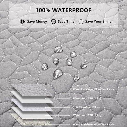 Waterproof Dog Blanket, Washable Anti-Slip Couch Covers for Sofa, Pet Hair Resistant, 40x50, Lightgrey