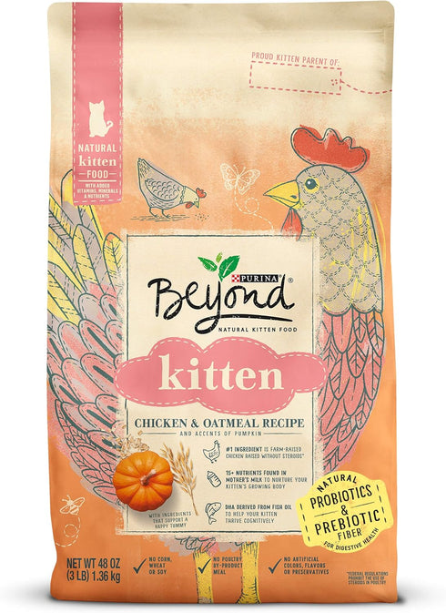 Beyond Purina High Protein Natural Kitten Food, Chicken & Oatmeal Recipe, 3 lb. Bag