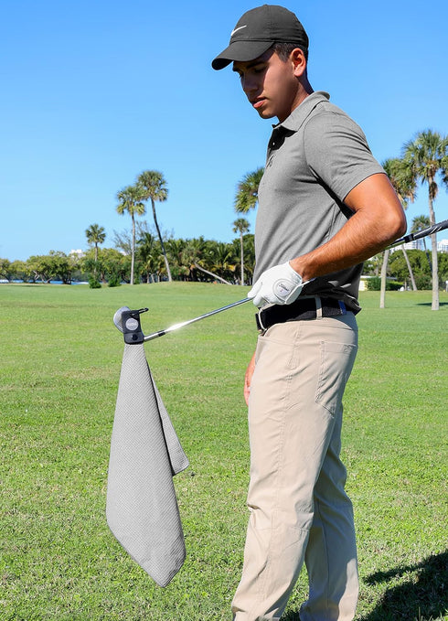 Magnetic Golf Towel with Clip for Men & Women, Waffle Weave Microfiber Towel for Strong Hold to Golf Bags