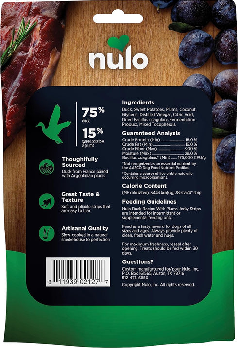 Nulo Premium Jerky Strips Dog Treats, Grain-Free, High Protein, BC30 Probiotic