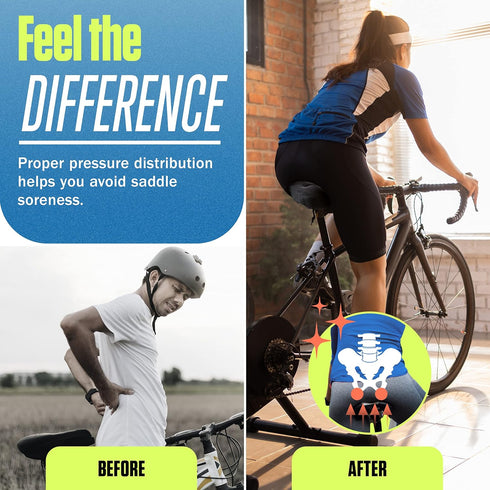 KT-Sports Comfort Gel Bike Seat Cushion - Padded Cover with Anti-Slip Design, Drawstring for Men & Women