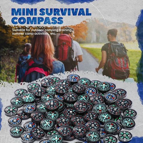 Relaxweex 100 20mm 4 Pcs Button Compass Bulk Mini Survival Compass Pocket Oil Filled Compass for Camping Hiking Boating