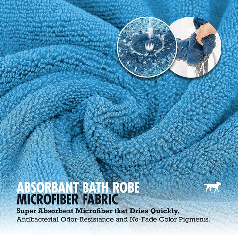 Tuff Pupper Fast Drying Dog Bath Robe, 800 gsm Plush Towel Bathrobe, Super Absorbent, Adjustable Hood (XXL, Blue)