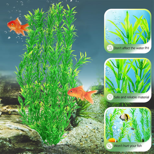 MyLifeUNIT 21 Inches Tall Plastic Aquarium Plants for Fish Tank Decorations and Aquarium Decor (Green)