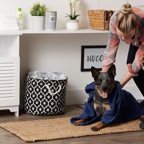 Bone Dry Pet Grooming Towel Collection, Absorbent Microfiber X-Large, 41x23.5", Embroidered Navy.