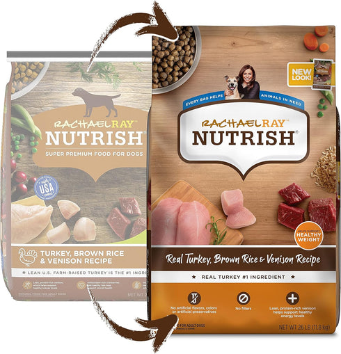 Rachael Ray Nutrish Dry Dog Food, Turkey, Brown Rice & Venison Recipe for Weight Management, 26 Pounds