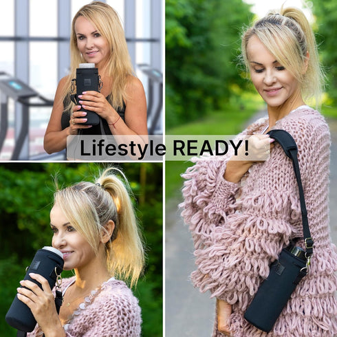 5 Made Easy Kit Water Bottle Carrier Insulated Neoprene - Adjustable Padded Shoulder Strap - Sling Pouch for Glass