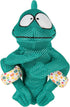 goDog Double Chew Guard Mesh Amphibianz Chameleon Squeaky Dog Toy - Teal, Large