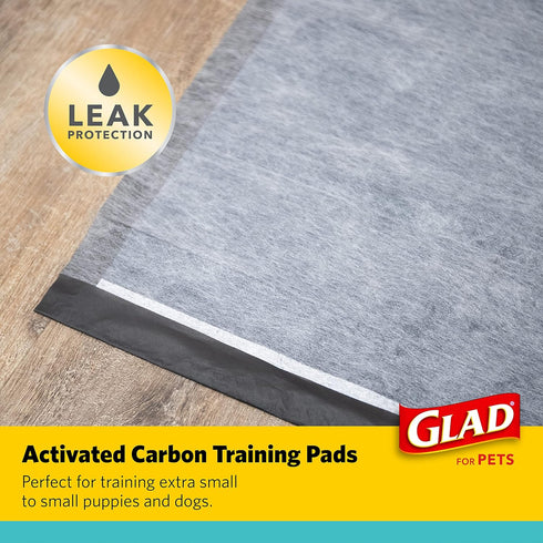 17.5" 23.5" 120 Count Glad for Pets Black Charcoal Puppy Pads - Super Absorbent Disposable Dog Pee Pads, Potty Training