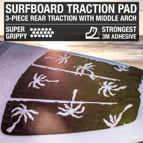 Ho Stevie! Premium Surfboard Traction Pad - 3 Piece, Full Size, Maximum Grip, Strongest 3M Adhesive, Foot Won't Slip