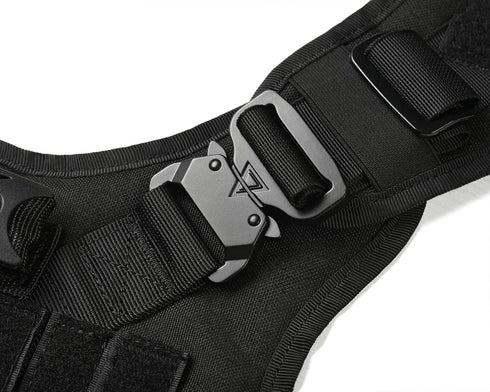 Tactical Dog Harness Vest with Handle, Military Working Training Molle Vest, Black Harness with Leash and Metal Buckles
