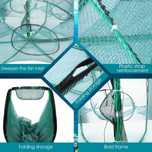 Bayou Trading USA Cage(6 Pack), 8 Octagon Shrimp Holes, Foldable, can Also be Used as Crawfish Trap, Bait Cage.