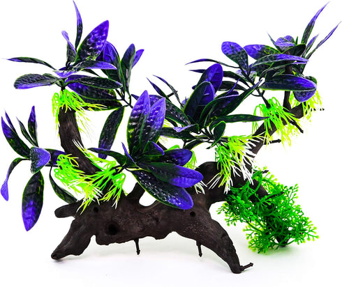 AQUA KT Purple Aquarium Landscape Simulation Artificial Plant, Plastic Fish Tank Decoration, Aquatic Water Plant