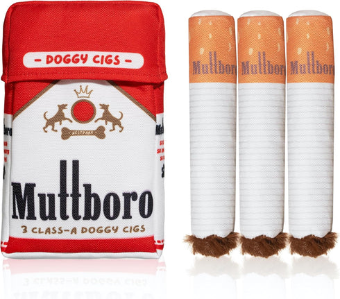 Nestpark Muttboro Doggy Cigs Funny Dog Toys - Parody Plush Squeaky Crinkle