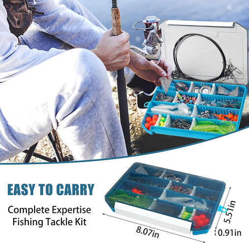 Saltwater Fishing Gear Set with Lures, Hooks, Pyramid Weights, Sinkers, Slides, Circle Hooks, Swivels, Floats, Beads