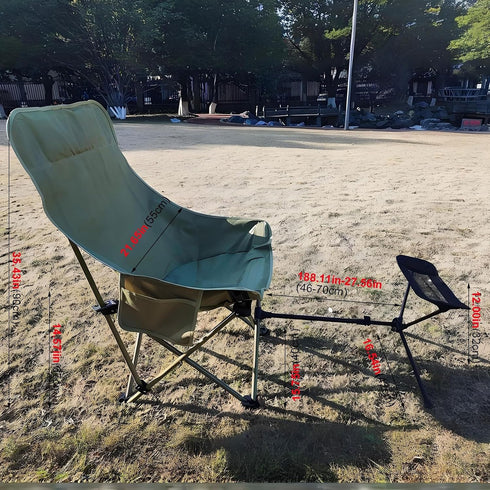 HI SUYI 400lbs High Back Moon Camping Chairs with Foot Rest Portable Heavy Duty Folding Saucer Lounge Chair with Side