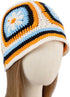 Handmade Crochet Knitted Bucket Hat Summer Floral Beanies Cap (Orange)