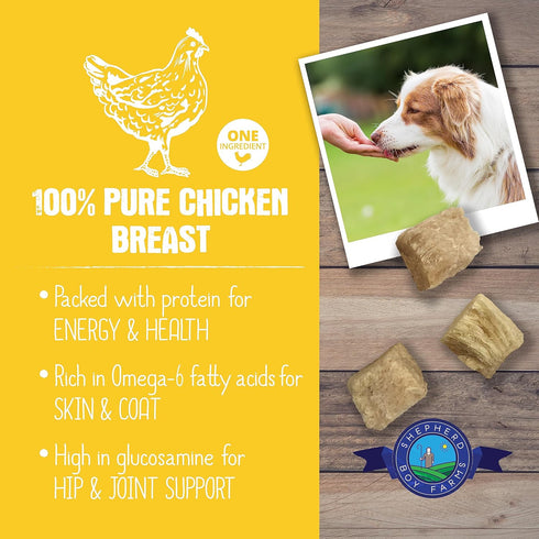 Freeze Dried Dog and Cat Treats, Chicken Breast, All Natural, High in Protein, 8oz, Made in USA, Essential Nutrition